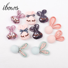 IBOWS 5pcs/lot Cute rabbit Head Patches DIY Handmde Gifts Accessories For kids clothes Cartoon Children's hair clip accessories 2024 - buy cheap