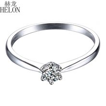 HELON Sterling Silver 925 Round 3.5mm Moissanite Engagement Ring Band lab Diamond Solitaire Wedding Women Trendy Fine Jewelry 2024 - buy cheap