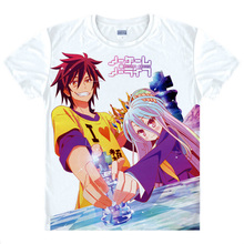 Anime No Game No Life Shiro & Sora Cosplay T-shirt Short Sleeve Casual Tee Top Custom Made DIY Logo Design 2024 - buy cheap