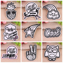 Exquisite Punk Wind Black and White Cartoon Fruit Rainbow Patches for Clothing Diy Coat Hats Back Rubber star Embroidery Badges 2024 - buy cheap