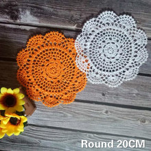 20CM Round Handmade Crochet Hollow Out Table Placemat Mantel Individual Mat Set Coffee Coaster Mug Wedding Party Table Decor 2024 - buy cheap