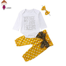 LILIGIRL Long Sleeve Newborn Girl Clothes Set Polka Dot Infant Outfits 3 Pc Baby Girl Clothing Set Tops + Pants + Headband 2024 - buy cheap