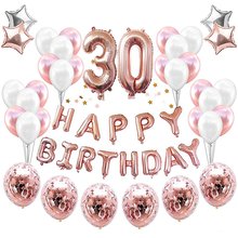 33PCs Rose Gold Number 18 30 40 50 60 Balloons Happy Birthday Balloon Banner Adult 30th Birthday Party Decoration Confetti Balon 2024 - buy cheap