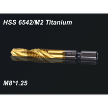 1Pc 8MM HSS Spiral Pointed Complex Taps Titanium M2 Stainless Steel Tapping Chamfering Tool 1/4" Hex Shank Metric M8*1.25 2024 - buy cheap