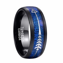 Luxury 6mm Blue Imitation Vermiculite Men Tungsten Steel Ring Arrow Knuckle Wedding Party Ring For Men Accessories 2024 - buy cheap