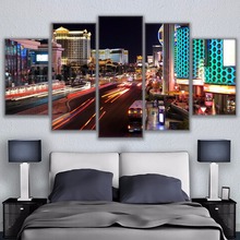 Hd impressões da lona decoração casa quarto modular fotos 5 peças las vegas cityview quadros nightscape posters arte da parede decoração quadro 2024 - compre barato