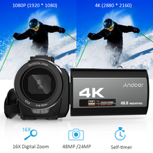 Andoer-cámara de vídeo Digital 4K de 48MP, dispositivo con WiFi, detección facial, antivibración, DSP, grabación en bucle, detección de movimiento, sello de fecha 2024 - compra barato