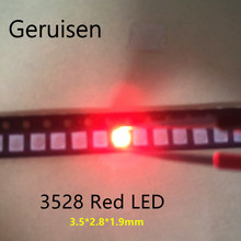 Chip de diodo emisor de luz de alto brillo, LED rojo SMD 2835 de 12-20LM, 0,2 W, 620-625NM, PLCC-2, 60Ma, SMD/SMT 3528, rojo, 200 Uds. 2024 - compra barato
