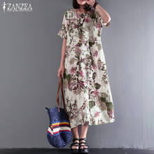 Платье ZANZEA женское длинное в богемном стиле, сарафан с цветочным принтом, длинная туника, рубашка, большие размеры, лето 2021 2024 - купить недорого
