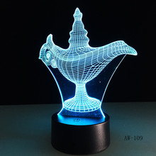 USB Новинка подарки 7 видов цветов светодиодные ночники Волшебная Лампа Алладина 3D Led Настольная лампа Декор для домашнего офиса AW-109 2024 - купить недорого