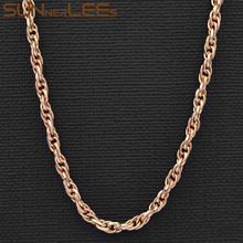 SUNNERLEES Fashion Jewelry 3.5mm Rope Twisted Chain Necklace Rose Gold Color For Men Women Gift C105 N 2024 - buy cheap