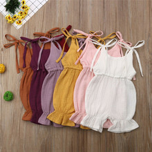 Newborn Baby Girls Clothes Sleeveless Romper Cute Summer Style Solid Belt Jumpsuit Sunsuit Infant Boys Girls Holiday Outfit 0-4Y 2024 - buy cheap