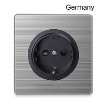 Enchufe alemán tipo 86, interruptor de 1, 2 y 3 entradas, 1 y 2 vías, botón de presión con led de acero inoxidable cepillado, enchufe de Francia, Reino Unido y EE. UU. 2024 - compra barato