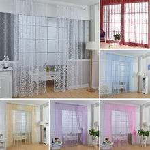 Home Textile US New Floral Tulle Voile Door Window Curtain Drape Panel Sheer Scarf Valances Curtains 2024 - buy cheap