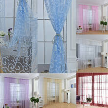 Floral Tulle Voile Window Door Curtain Drape Panel Sheer Scarf Valances Home Decor 2024 - buy cheap