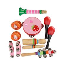 IRIN 10pcs/set Orff Musical Instruments Sets Toys Rhythm Kit Kids Including Tambourine Maracas Castanets Handbells for Children 2024 - buy cheap