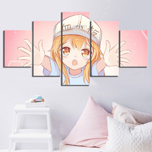 5 peças hd super fofo anime menina imagens células em trabalho anime poster arte tela pinturas de parede para as meninas quarto decoração de parede 2024 - compre barato