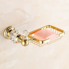 Soap Dishes Brass Gold Soap Basket Wall Mounted Crystal Soap Holder Black Bathroom Accessories Home Decoration Soap Box 2024 - buy cheap