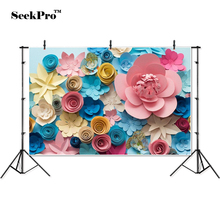 SeekPro paper-cut 3D flowers children kids Banner Photo Backgrounds Printed Studio Professional Indoor Photographic Backdrops 2024 - buy cheap