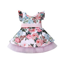 Платье для девочек Кружевное платье-пачка принцессы с цветочным рисунком для маленьких девочек сарафан без рукавов 2024 - купить недорого