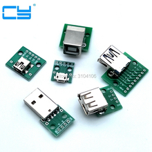 Conversor de usb para dip, 6 peças, adaptador para 2.54mm, placa pcb, usb 2.0, tamanhos de 3.0 2024 - compre barato