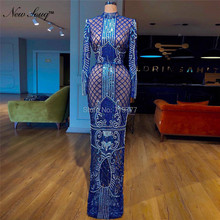 Ilusión-vestido De noche azul real para mujer, Arabia Saudí De alta costura africana, para fiesta, musulmán, Dubai, Abaya, 2019 2024 - compra barato