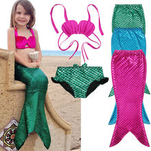 Nova arrivels verão menina crianças maiô sereia cauda swimable bikini conjunto traje de banho 2024 - compre barato