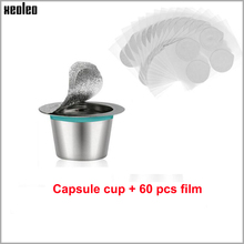 XEOLEO 1 cup 60 Pcs films Stainless Steel Refillable Nespresso Coffee Capsule cup  Reusable Cup Filter Nespresso Machine 2024 - buy cheap