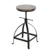 IKayaa-taburete de Bar de estilo Industrial, silla giratoria de altura ajustable para desayuno, cocina, madera de pino Natural 2024 - compra barato
