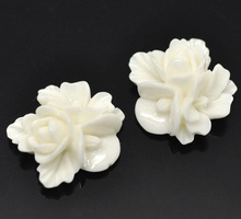 50 Ivory Resin Flower Embellishments Jewelry Making Findings 16x16mm (B15611) 2024 - buy cheap