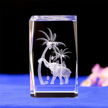 Cubo de cristal K9 grabado con láser 3D, Elefante en miniatura de cristal para regalos de amor, decoración del hogar, regalo de boda, adornos para coche 2024 - compra barato