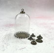 20pcs/lot 35x25mm Tube glass globe lace base beads cap set glass vial pendant glass cover dome necklace pendant cute charms 2024 - buy cheap