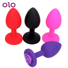 OLO Rose Flower Anal Butt Plug Erotic Prostate Massage Anal Toy Silicone Sex Toys For Women 2024 - buy cheap