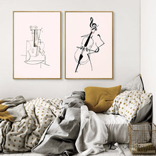 Violino arte abstrata pintura da lona cartazes e cópias para sala de estar sem moldura parede arte imagem decoração casa à venda 2024 - compre barato