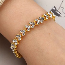 Pulsera de cristal de lujo de Sainio, pulsera de diamantes de imitación de circonita brillante, pulsera de joyería de fiesta de boda, cadena de pulsera 2024 - compra barato