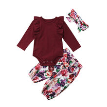 Body fofo para bebê recém-nascido meninas tops florais calças conjunto de roupas de 0-18m 2024 - compre barato