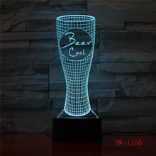 Luces nocturnas 3D para niños, lámpara Led de 7 colores que cambian, modelado de vidrio de cerveza, táctil, Usb, estados de ánimo de dormitorio, decoración de escritorio, AW-1156 2024 - compra barato