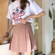 Peonfly mini saia plissada, saia de cintura alta feminina casual linha kawaii na moda de verão para mulheres, rosa e preto 2024 - compre barato