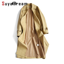 Women Trench Cotton Belted Double Breasted Trench coat 2022 Spring New Khaki Office Lady Outwear For Women 2024 - buy cheap