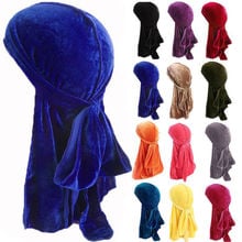 Hot Unisex Men Women Velvet Breathable Bandana Hat Turban Doo Durag Cap US Headwear Muslim Style 2024 - buy cheap