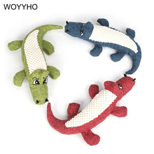 Linen Dog Toy Bite Resistance Soft Plush Pet Teeth Cleaning Chew Toy Cartoon Crocodile Interactive Puppy Cat Squeak Sound Toys 2024 - buy cheap