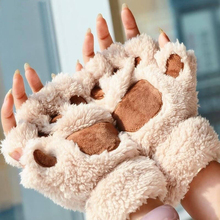 Hot Lovely Women Cat Claw Paw Mitten Plush Glove Costume Cute Winter Warm Half Finger Gloves Women Female Gloves Mitten Fashion 2024 - buy cheap