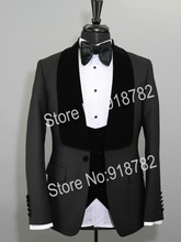 Wedding Men Suits 2019 New Designs Velvet Lapel Slim Fit Black Party Groom Tuxedo For Men 3 Pieces Wedding Groomsmen Suit 2024 - buy cheap