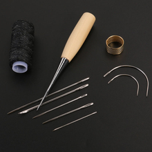 10Pcs/Set Furs Leather Sewing Needles Stitching Sewing Thimble+Awl+Waxing Thread Stainless Steel Handmade Sewing DIY Craft Tool 2024 - buy cheap