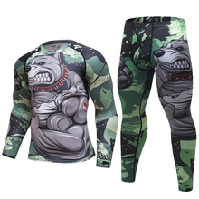 Mens tracksuit Set 3D animal Compression T-Shirt+Pants Skin Tight Long Sleeves Fitness Rashguard Viking Sets Gyms Fitness Suit 2024 - buy cheap