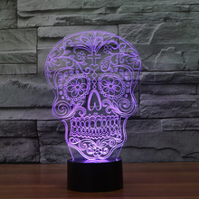 Halloween Skull 3d Creative Nightlight Touch 3d Visual Colorful Nightlight Factory direct wholesale Led 3d Kids Lamp 2024 - buy cheap