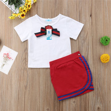 Conjunto de roupas infantis + vestido, moda 2019, blusa e camisa para bebês recém-nascidos, 2 peças, algodão de boa qualidade, gola redonda 2024 - compre barato