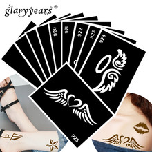 Plantilla de tatuaje de Henna, papel de diseño de avión pasta para dibujar, arte corporal, producto Sexy, impermeable, 2019, n. ° 38, 10 Uds. Por Set 2024 - compra barato