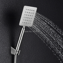 High Quality Brushed Nickel Square Hand Hold Shower Set With Hose Stainless Steel 304 Shower Head Free Shipping 2024 - buy cheap