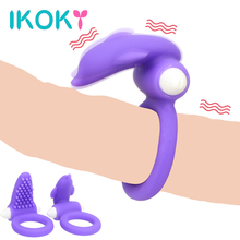 IKOKY-anillo vibrador para pene para hombres, estimulador de clítoris, retardante de eyaculación, productos para adultos, Juguetes sexuales 2024 - compra barato